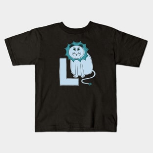 L is for Lion - Blue L Initial Kids T-Shirt